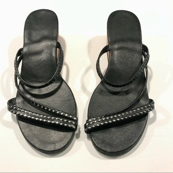 Handmade Black Wedge Sandals - Picture 2 of 7